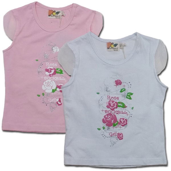 【子供服】ローズガーデン オーガンジー袖の涼しげ花柄Tシャツ(濠Du) 【子供服】ローズガーデン オーガンジー袖の涼しげ花柄Tシャツ(濠Du)
