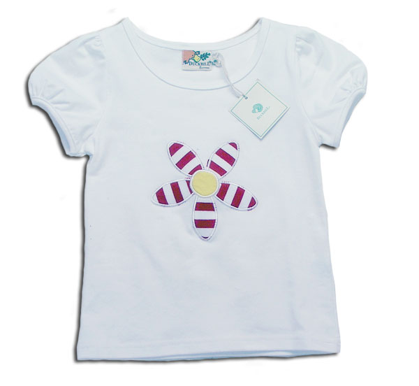 【子供服】キュートなアップリケーションの花柄刺繍がかわいいパブスリーブTシャツ(濠Du) 【子供服】キュートなアップリケーションの花柄刺繍がかわいいパブスリーブTシャツ(濠Du)